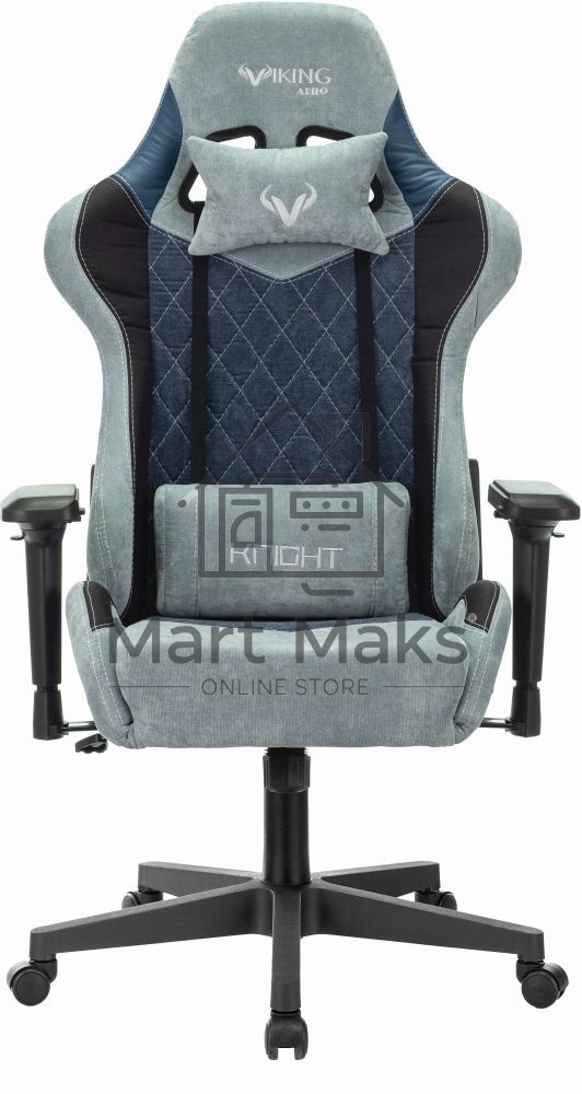 Кресло игровое Бюрократ VIKING 7 KNIGHT BL FABRIC синий текстиль/эко.кожа крестовина металл/пластик