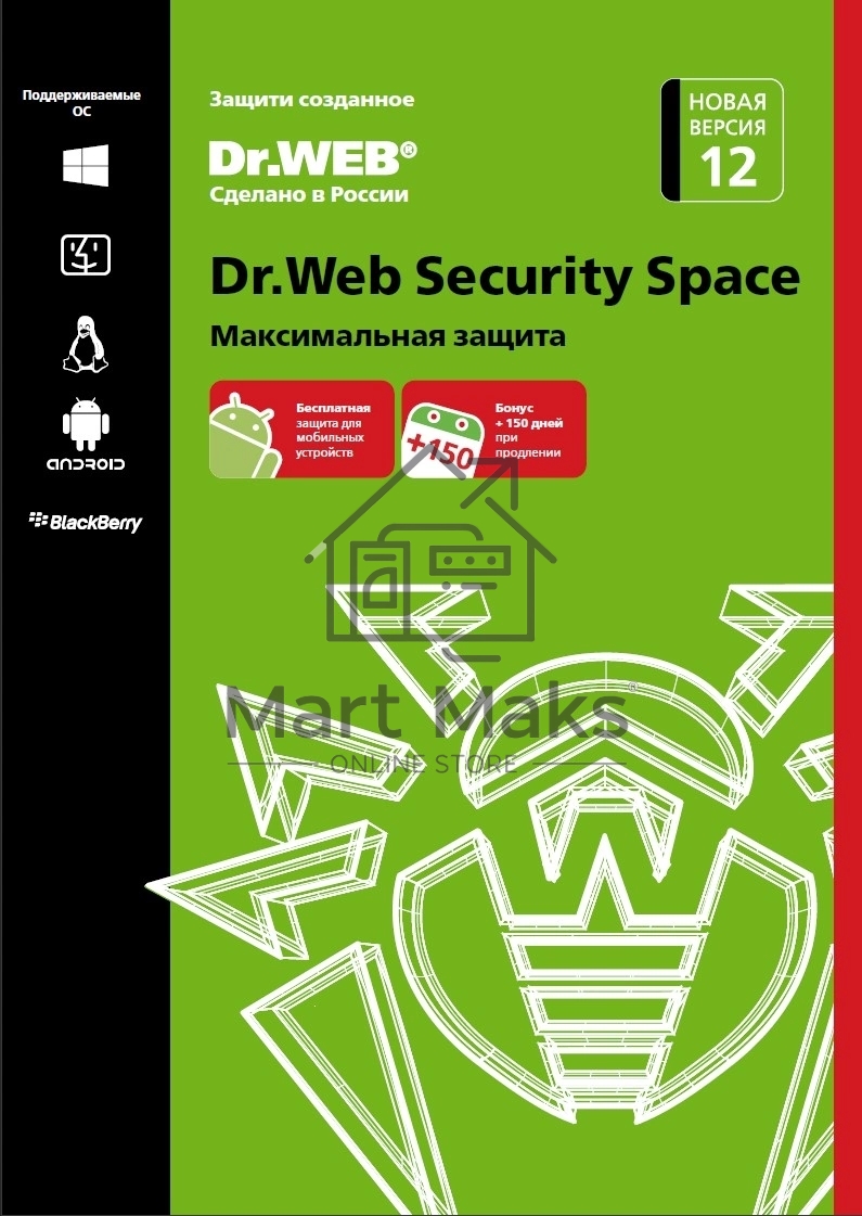 ПО DR.WEB Security Space 2 ПК/1 год (BHW-B-12M-2-A3)