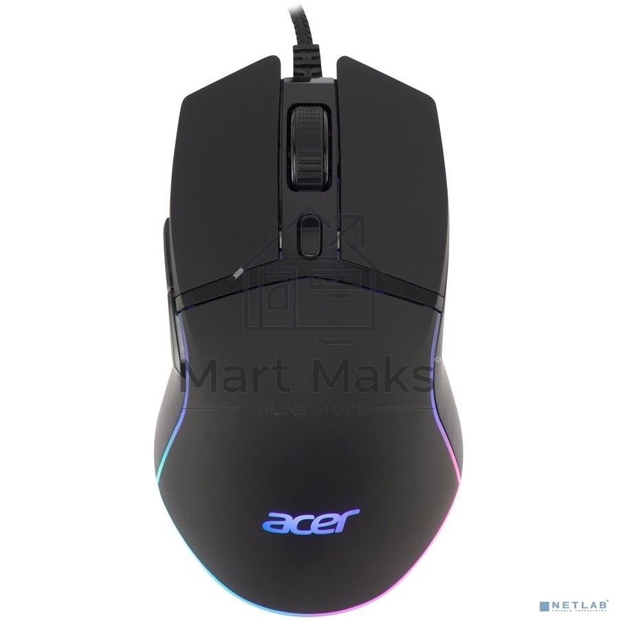 Мышь проводная Acer OMW121 черный, 6400 dpi, USB, кнопки - 6