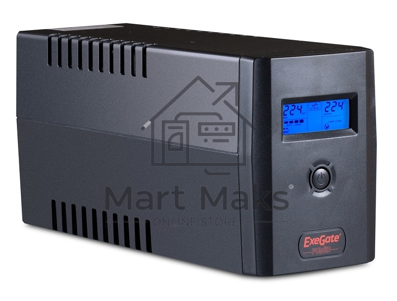 Источник бесперебойного питания Exegate Power Smart ULB-800 LCD <800VA, Black, 2 евророзетки, USB>