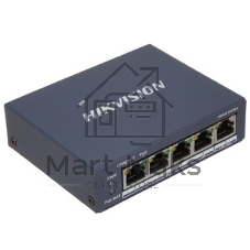 Коммутатор Hikvision DS-3E0505P-E/M, 4×1 Гбит/с PoE+ + 1×1 Гбит/с, неуправляемый