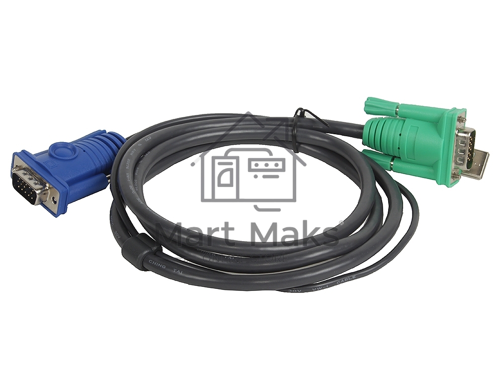 Кабель KVM ATEN 2L-5201U USB(тип А Male)+HDB15(Male) <-> SPHD15(Male) 1,2м., черный.
