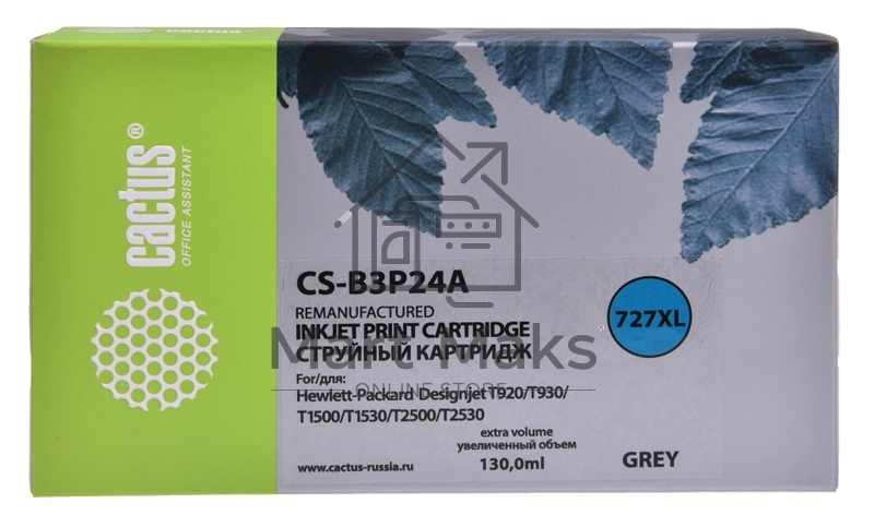 Картридж струйный Cactus CS-B3P24A №727 серый (130 мл) для HP DJ T920/T1500/T2530