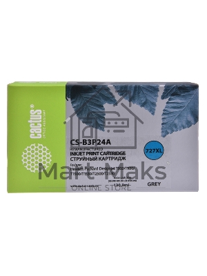 Картридж струйный Cactus CS-B3P24A №727 серый (130 мл) для HP DJ T920/T1500/T2530