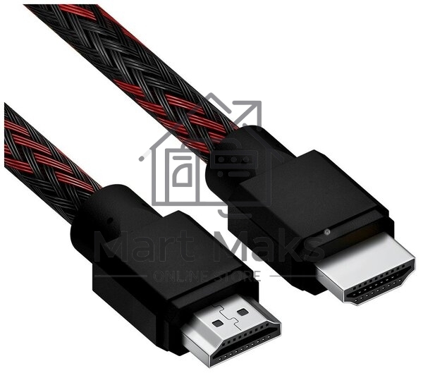 Кабель 1.5m HDMI 2.0, BICOLOR черно-красный нейлон, Ultra HD, 4K 60 fps 60Hz/5K*30Hz, 3D, AUDIO, 18.0 Гбит/с, 28AWG