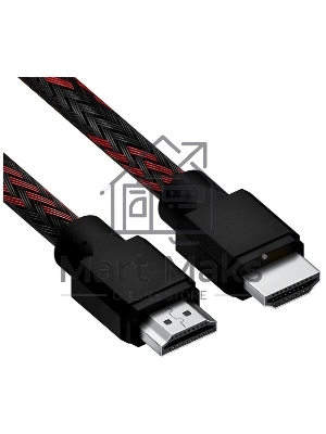 Кабель 1.5m HDMI 2.0, BICOLOR черно-красный нейлон, Ultra HD, 4K 60 fps 60Hz/5K*30Hz, 3D, AUDIO, 18.0 Gbит/с, 28AWG