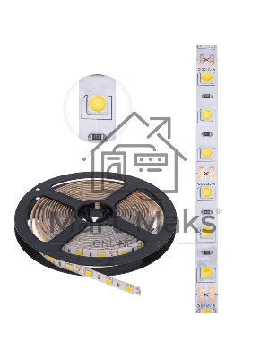 Лента светодиодная 3 м 12 В 5050 2700 К IP65 60 LED/м для БП с клеммами LAMPER