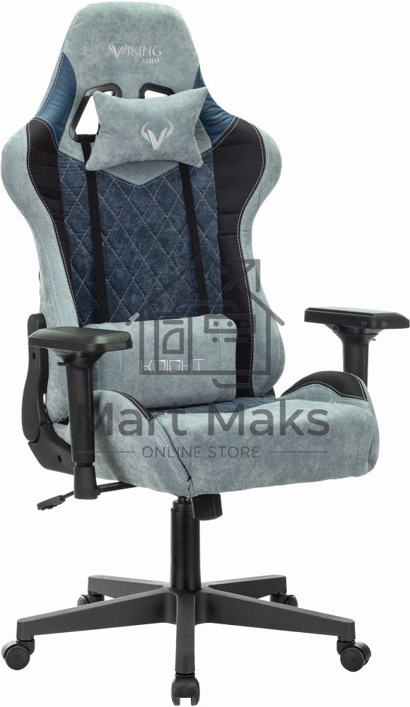Кресло игровое Бюрократ VIKING 7 KNIGHT BL FABRIC синий текстиль/эко.кожа крестовина металл/пластик