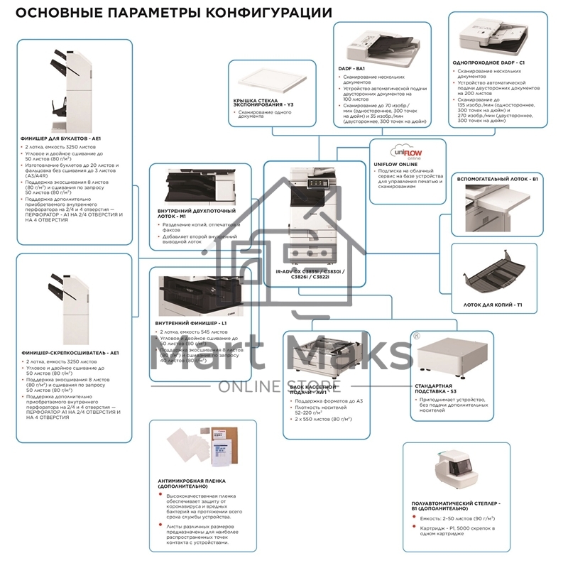 МФУ лазерный Canon imageRUNNER ADVANCE DX C3930I (5962C005), А3, цветное, печ. 30 стр/мин. (А4) 15 стр/мин. (А3), 1200x1200 dpi (печать) 600x600 dpi (скан.), USB, Ethernet (без автоподатчика и картриджей, запуск АСЦ)
