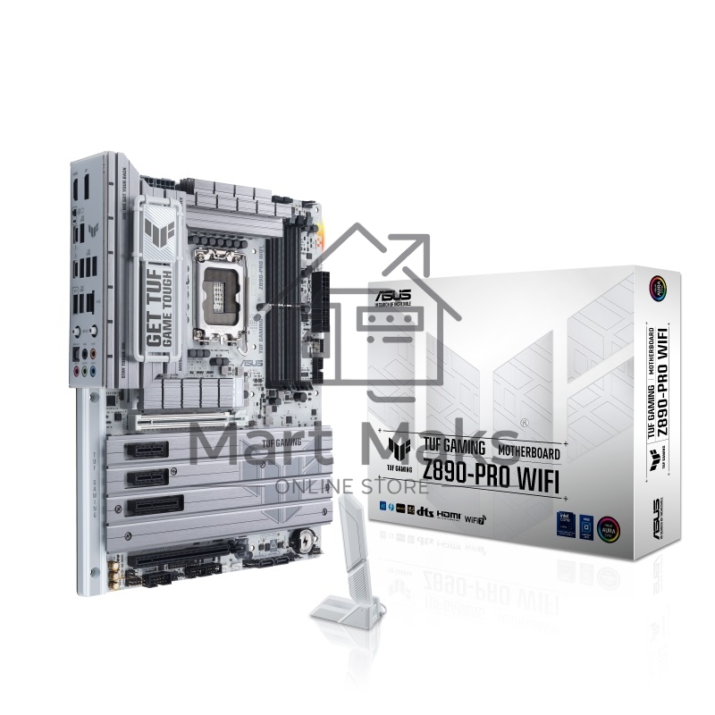 Материнская плата ASUS TUF GAMING Z890-PRO WIFI, LGA 1851, Intel Z890, 4xDDR5, 4xSATA, 4xM.2, 1xPCIe 5.0 x16, 1xPCIe 4.0 x4, 2xPCIe x1, 1xHDMI, 1xDP, 2xUSB-C Thunderbolt 4, 6xUSB-A 10Gbps, 1x 2.5Gb LAN, 5x3.5 мм, 7.1, ATX