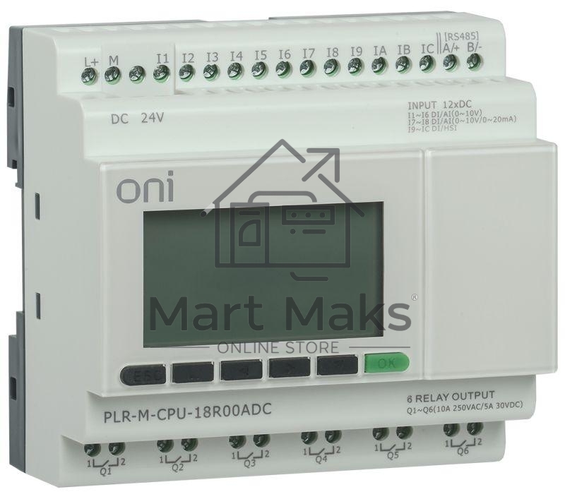 Контроллер программируемый логистический (микро ПЛК) PLR-M. CPU DI12/DO06(R) 24В DC ONI PLR-M-CPU-18R00ADC