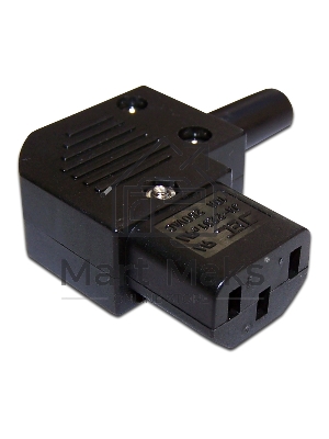 Вилка IEC 60320 C13, 10A, 250V, угловая, разборная, черная