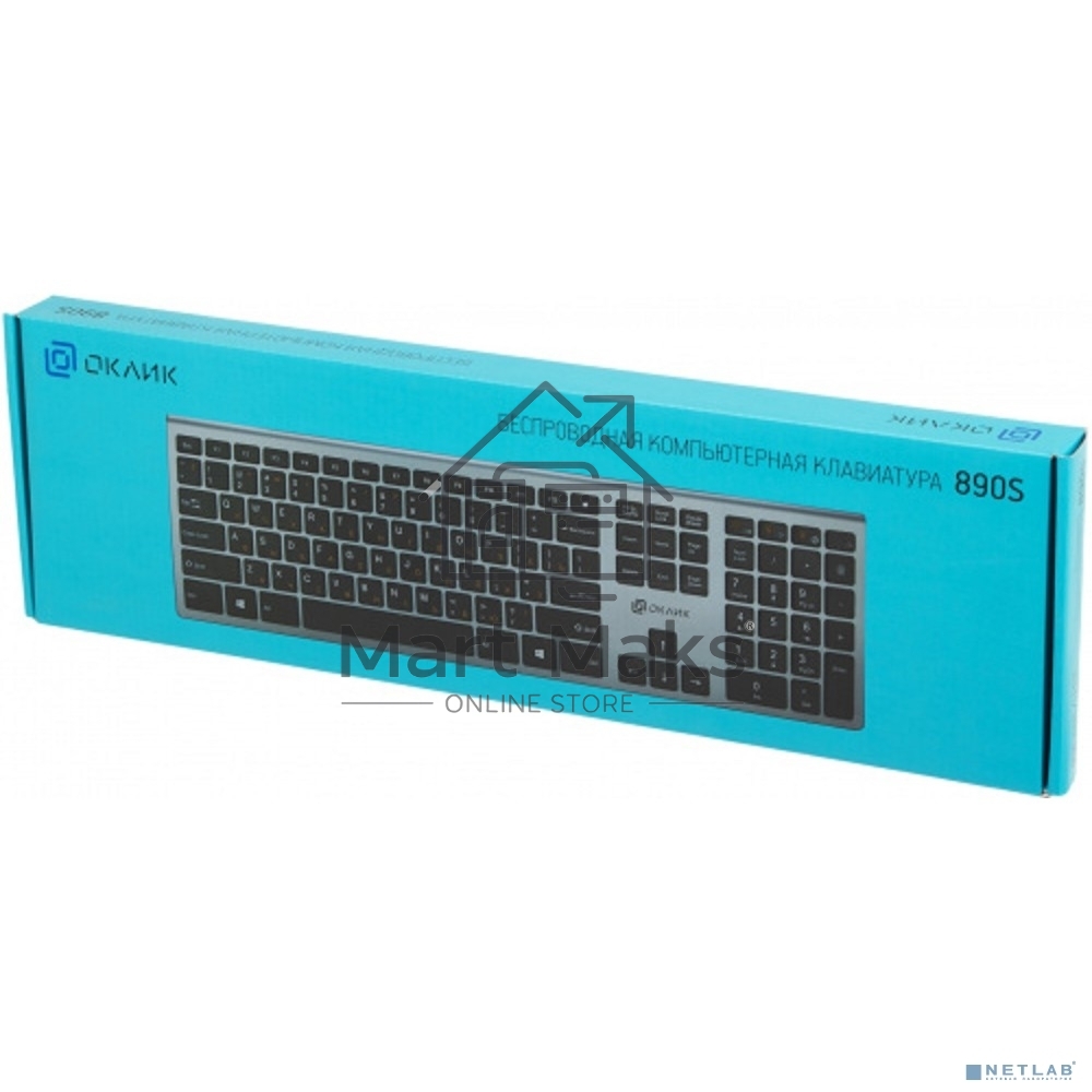 Клавиатура Oklick 890S серый USB беспроводная slim