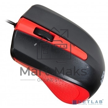 Мышь проводная Oklick 225M черный/красный, 1200 dpi, USB, кнопки - 3