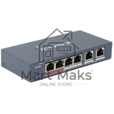 Коммутатор Hikvision DS-3E0106P-E/M, 4×100 Мбит/с PoE+ + 2×100 Мбит/с, неуправляемый