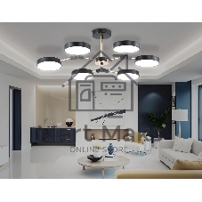 Люстра светодиодная на штанге Ambrella light FL516334/6 BK/FGD черный/золото 108W 3000-6000K D780*210 (без ПДУ)