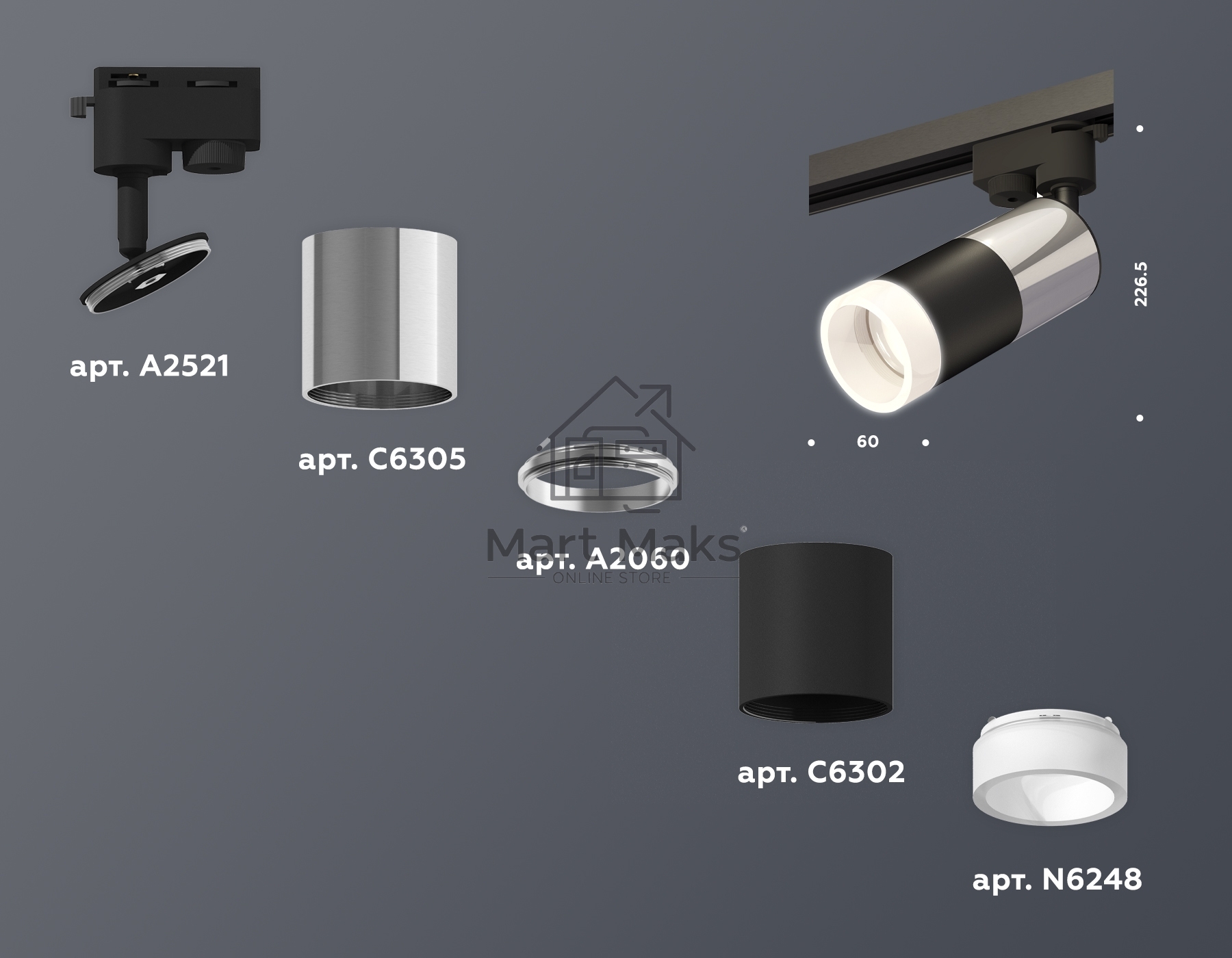 Светильник Ambrella light XT6302052 SBK/PSL/FR черный песок/серебро полированное/белый матовый MR16 GU5.3