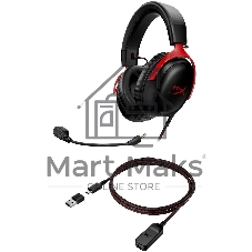 Гарнитура HyperX Cloud III чёрный-красный, проводная, 3.5 мм