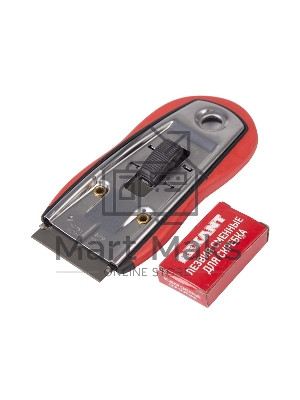 Скребок с выдвижным лезвием, обрезиненный корпус, 5 запасных лезвий в комплекте Rexant