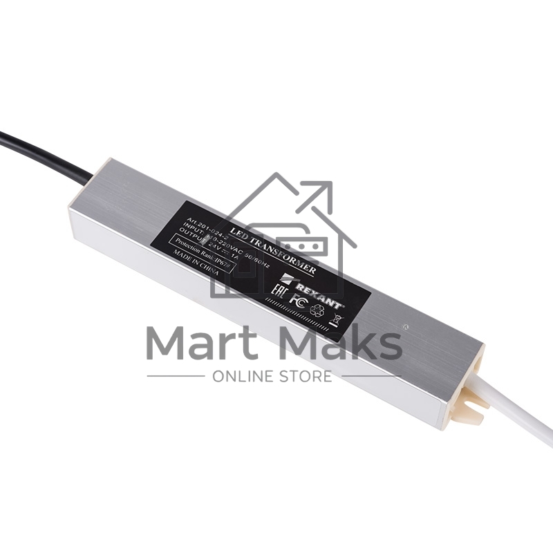 Источник питания тонкий 220 V AC/24 V DC 1 А 24 W с проводами, влагозащищенный (IP67)