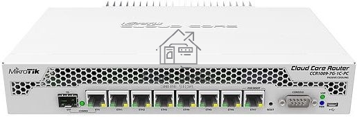 Маршрутизатор Mikrotik CCR1009-7G-1C-PC with Tilera Tile-Gx9 CPU (9-cores, 1Ghz per core), 1GB RAM, 7xGbit LAN, 1x Combo port (1xGbit LAN or SFP), RouterOS L6, passive cooling desktop enclosure, rackmount ears, PSU
