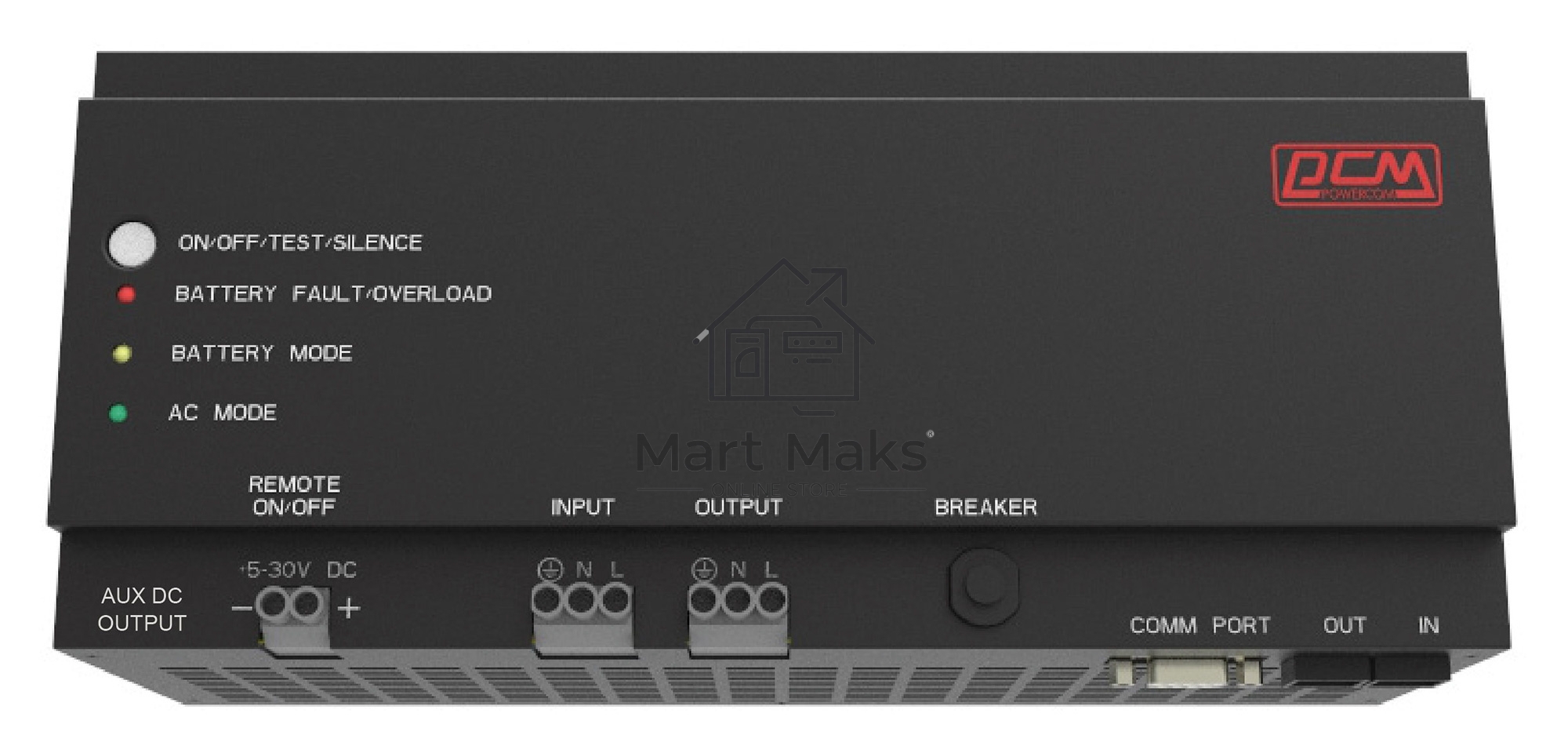 Источник бесперебойного питания Powercom DRU 850VA/510W, DIN Rail, 230V, RS-232, 2 year warranty (1114019)