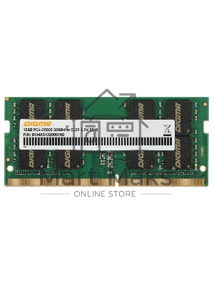 Оперативная память Digma DGMAS43200016D, DDR4, 16GB (1x16 GB), 3200 MHz, CL22, SO-DIMM