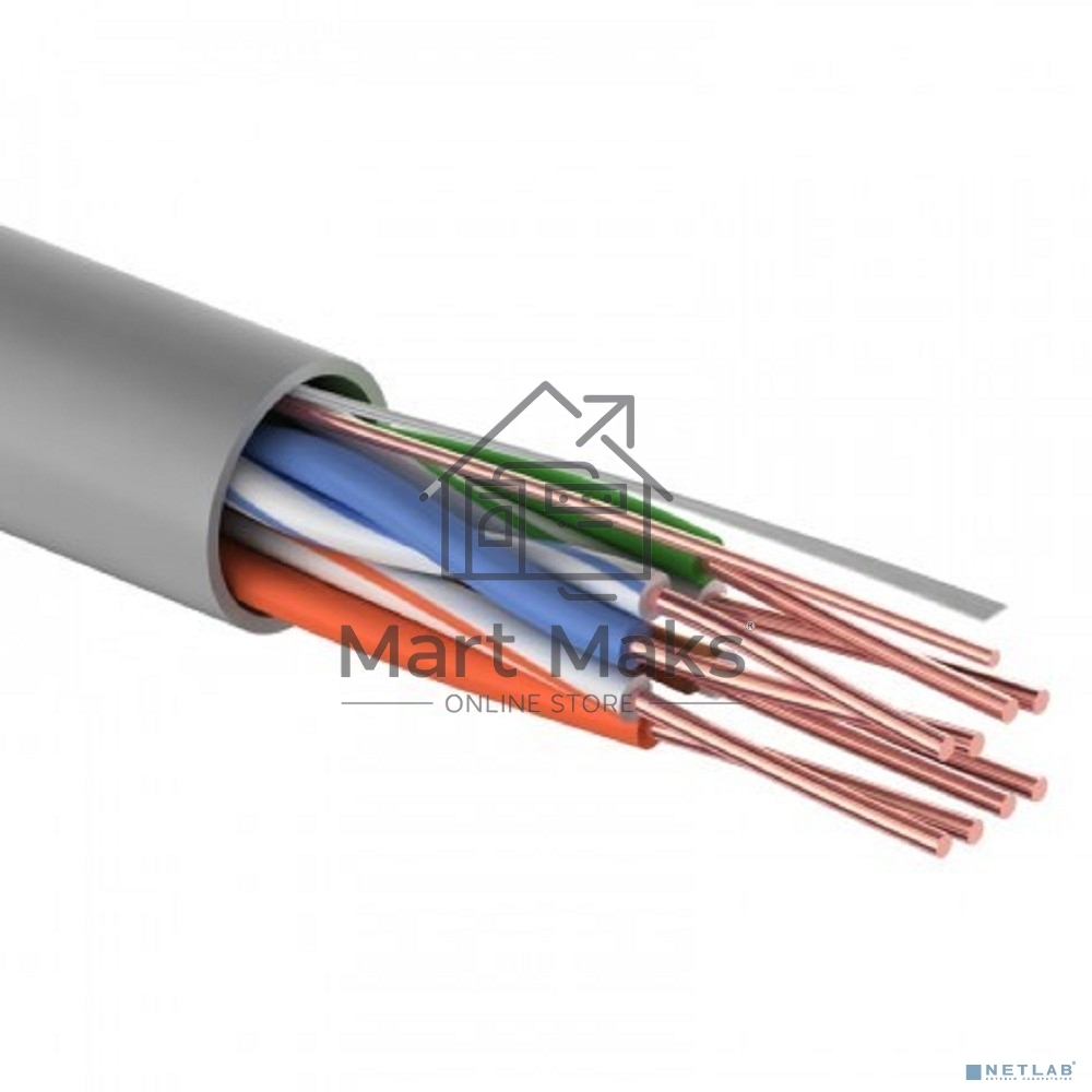 Кабель витая пара Rexant LIGHT U/UTP, категория 5e, ZH нг(А)-HF, 4PR, 24AWG, внутренний, серый, 305 м