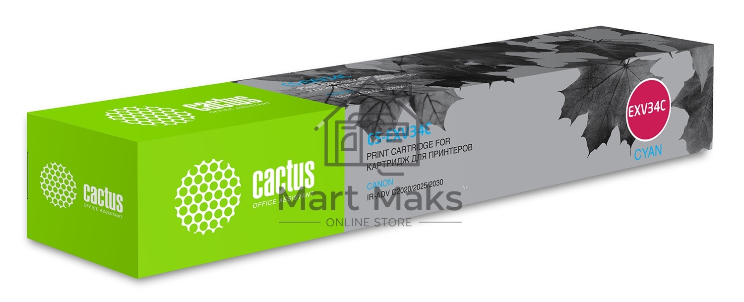 Картридж лазерный Cactus CS-EXV34C голубой (19000стр.) для Canon IR Advance C2030L, C2030i, C2020L, C2020i, C2025i