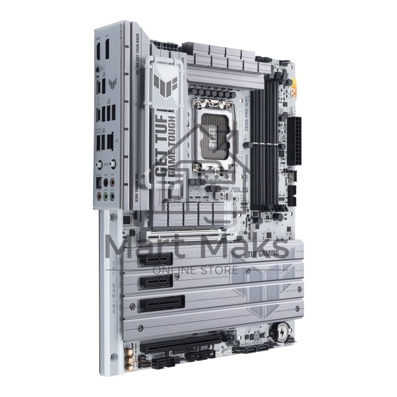 Материнская плата ASUS TUF GAMING Z890-PRO WIFI, LGA 1851, Intel Z890, 4xDDR5, 4xSATA, 4xM.2, 1xPCIe 5.0 x16, 1xPCIe 4.0 x4, 2xPCIe x1, 1xHDMI, 1xDP, 2xUSB-C Thunderbolt 4, 6xUSB-A 10Gbps, 1x 2.5Gb LAN, 5x3.5 мм, 7.1, ATX