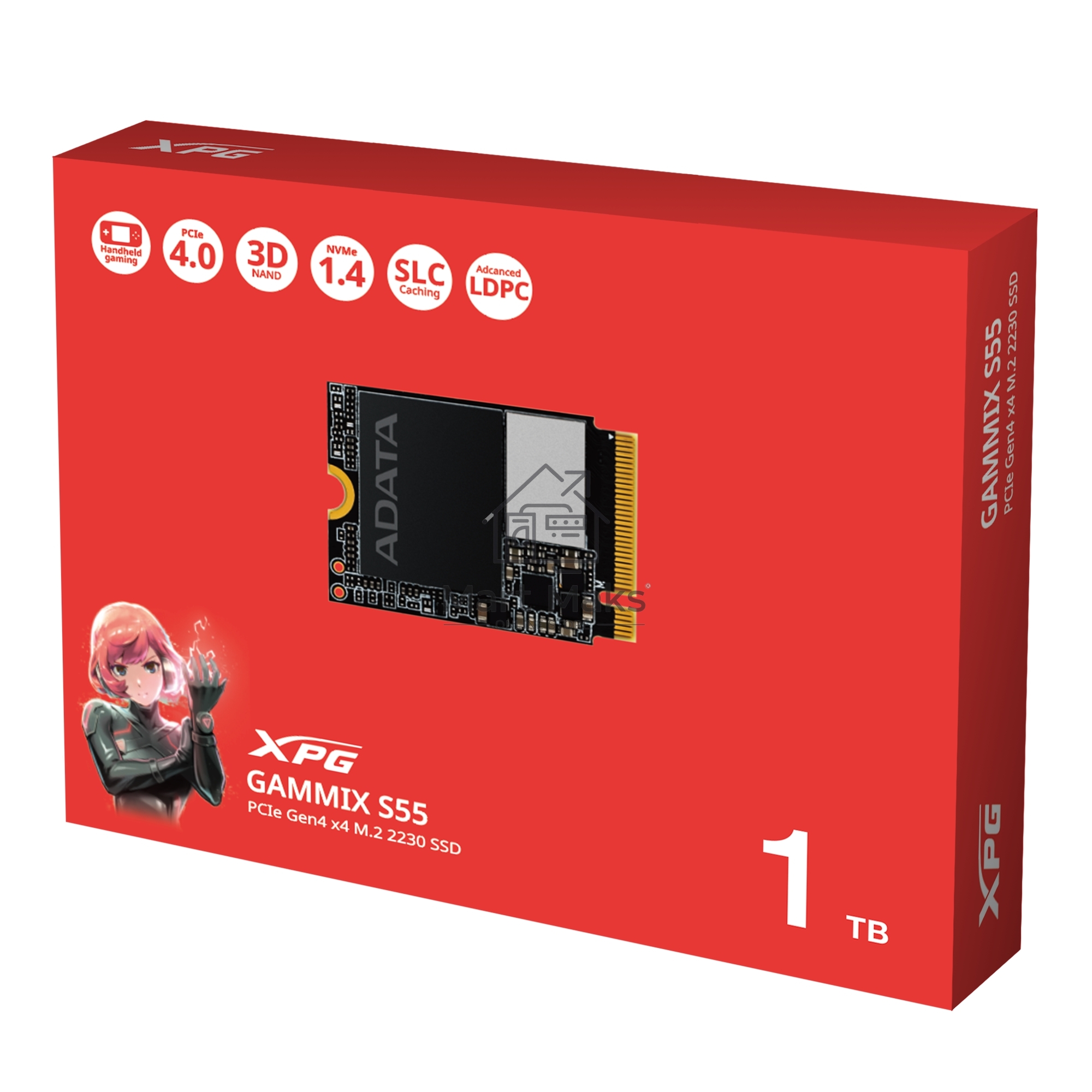 Накопитель SSD ADATA XPG GAMMIX S55, 1Tb, PCIe 4.0 x4, 2230, NVMe, R/W 5000/3700