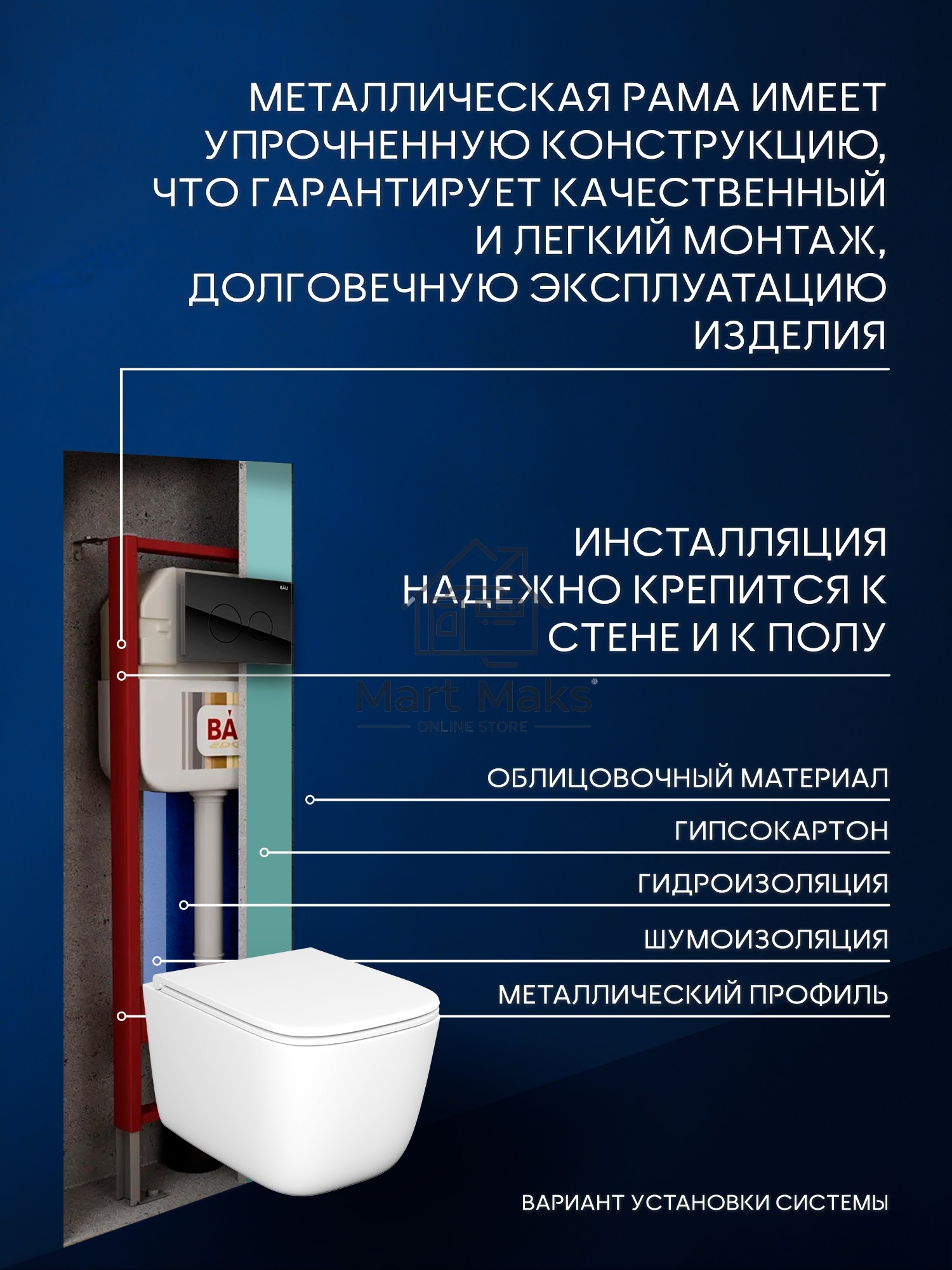Инсталляция с унитазом комплект BAU NEO 6 в 1: унитаз подвесной безободковый торнадо Bau Dream 51х35, быстросъемное сиденье микролифт, кнопка смыва из стекла BAU Dream, черная