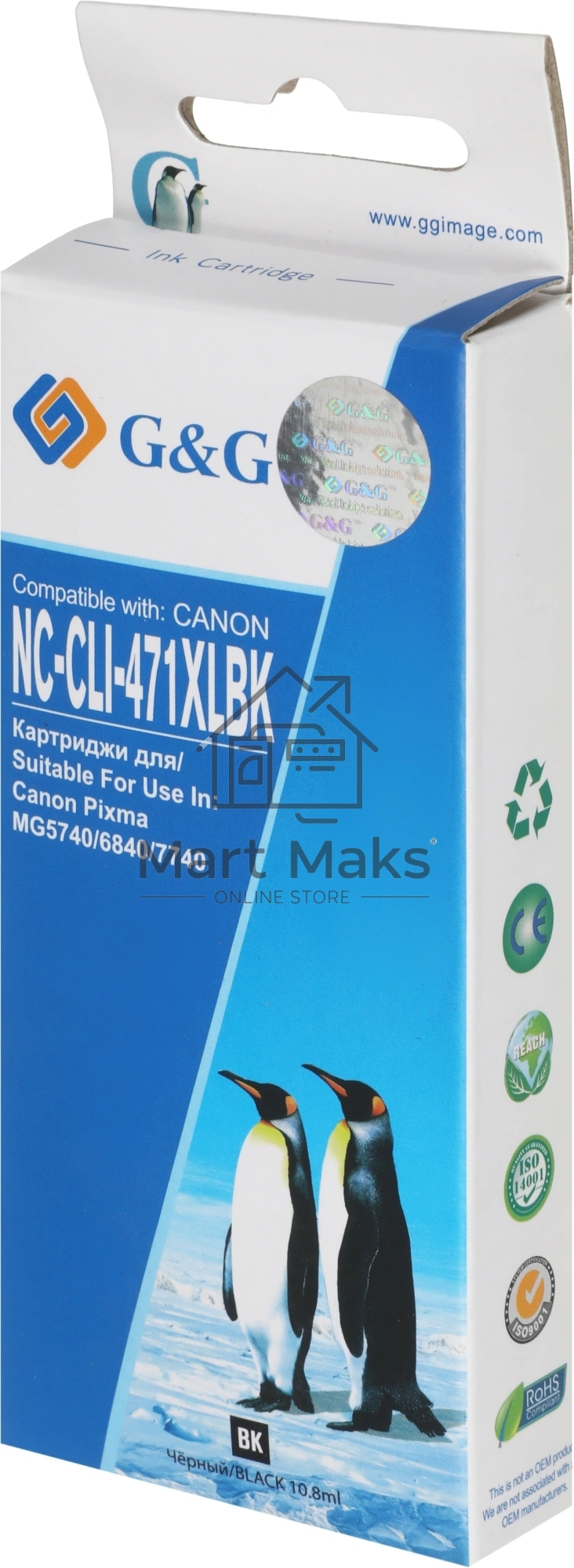 Картридж струйный G&G NC-CLI-471XLBK CLI-471XL BK фото черный (10.8мл) для Canon TS5040/MG5740/MG6840/MG7740