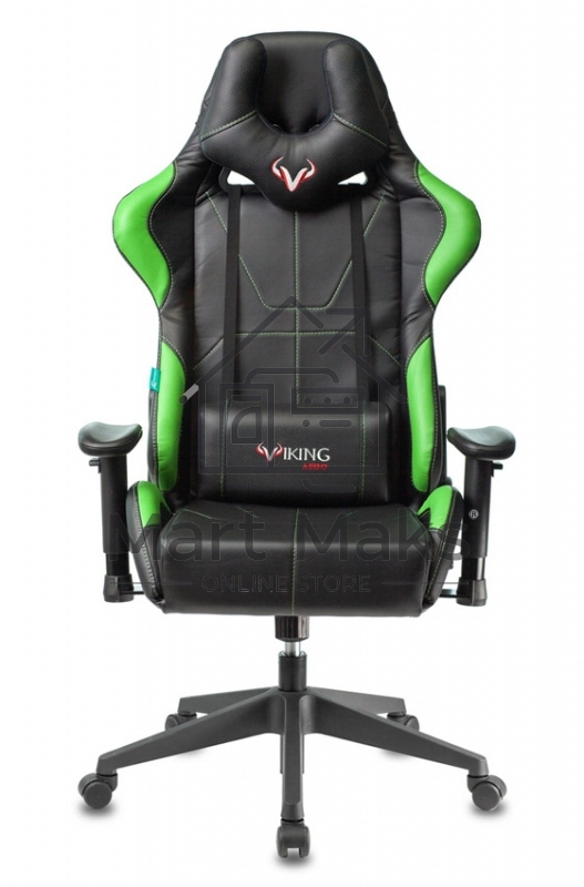Кресло игровое Бюрократ VIKING 5 AERO LGREEN черный/салатовый искусственная кожа