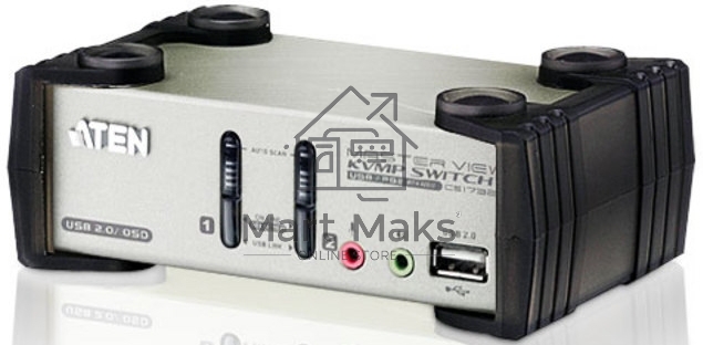 Переключатель консоли электронный, 2 порта PS/1 2 Port USB2.0 KVMP Switch with OSD