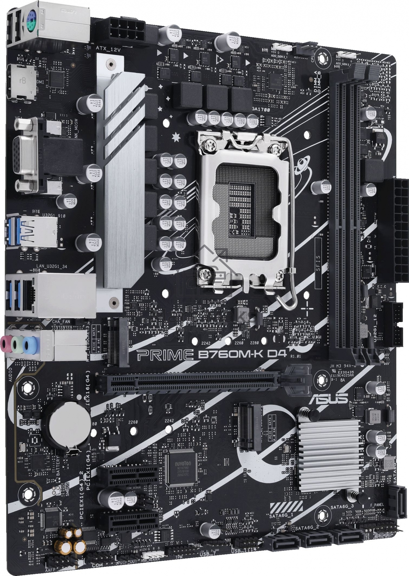 Материнская плата ASUS PRIME B760M-K D4, LGA 1700, Intel B760, 2xDDR4, 4xSATA, 2xM.2, 1xPCIe 4.0 x16, 2xPCIe x1, 1xHDMI, 1xVGA, 1x 2.5Gb LAN, 2xUSB-A 3.2 Gen 1, 2xUSB-A 2.0, 3x3.5 мм, 7.1, mATX