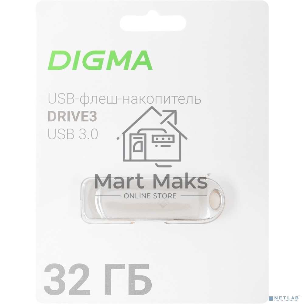 Флешка USB R/W R/W Digma 32Gb DRIVE3 DGFUM032A30SR USB3.0 серебристый