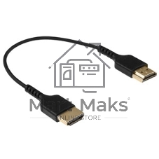 Кабель HDMI Wize WAVC-HDMIUS-0.2M 0.2 м, v.2.0, 19M/19M, 4K/60 Hz 4:4:4, 36 AWG, HDCP 2.2,ультратонкий, позол.разъемы, черный, пакет