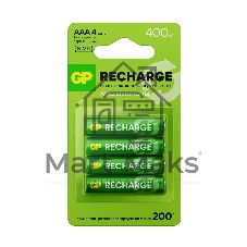Аккумулятор GP RECHARGE AAA NiMH 400mAh (4шт)