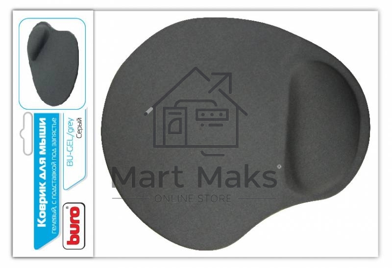 Коврик для мыши гелевый BURO BU-GEL/grey, серый, 230х205х25