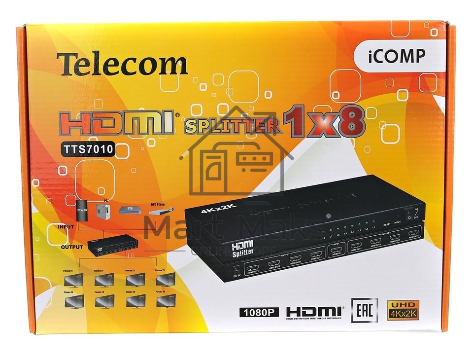 Разветвитель Telecom HDMI 1=>8 4k@30 HZ <TTS7010>