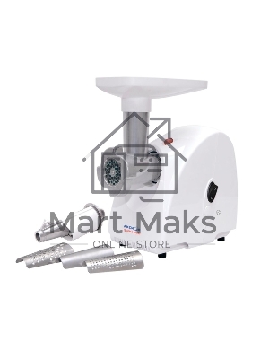Мясорубка электрическая Аксион М32.04 белый, 1500 Вт, 1.7 кг/мин, защита от перегрузки, насадки - 2