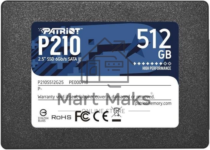 Накопитель SSD Patriot P210, 512GB, SATA III, 2.5