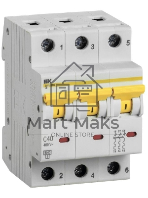 Выключатель автоматический трехполюсный ВА47-60M 3Р 40А 6кА С MVA31-3-040-C IEK