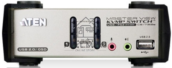 Переключатель консоли электронный, 2 порта PS/1 2 Port USB2.0 KVMP Switch with OSD