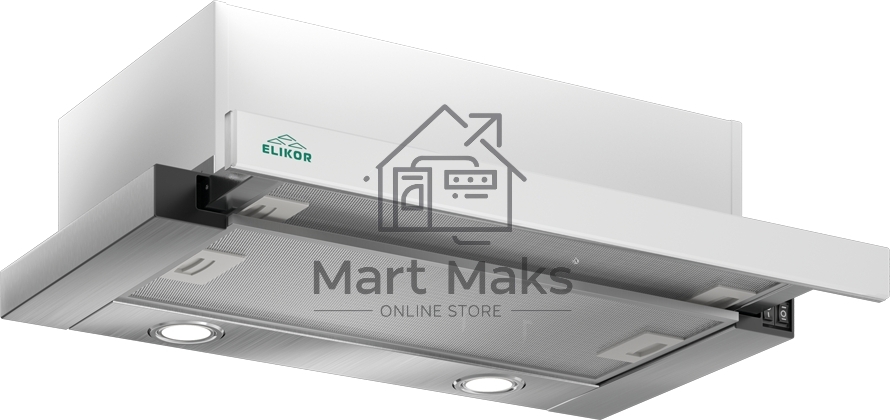 Вытяжка встраиваемая Elikor Интегра Glass 45Н-400-В2Д нержавеющая сталь/белое стекло, 45 см, 400 куб. м/ч, 55 дБ