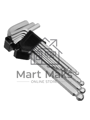 Набор ключей имбусовых Сибртех HEX, 2-12 мм, CrV, 9 шт., удлиненные, с шаром