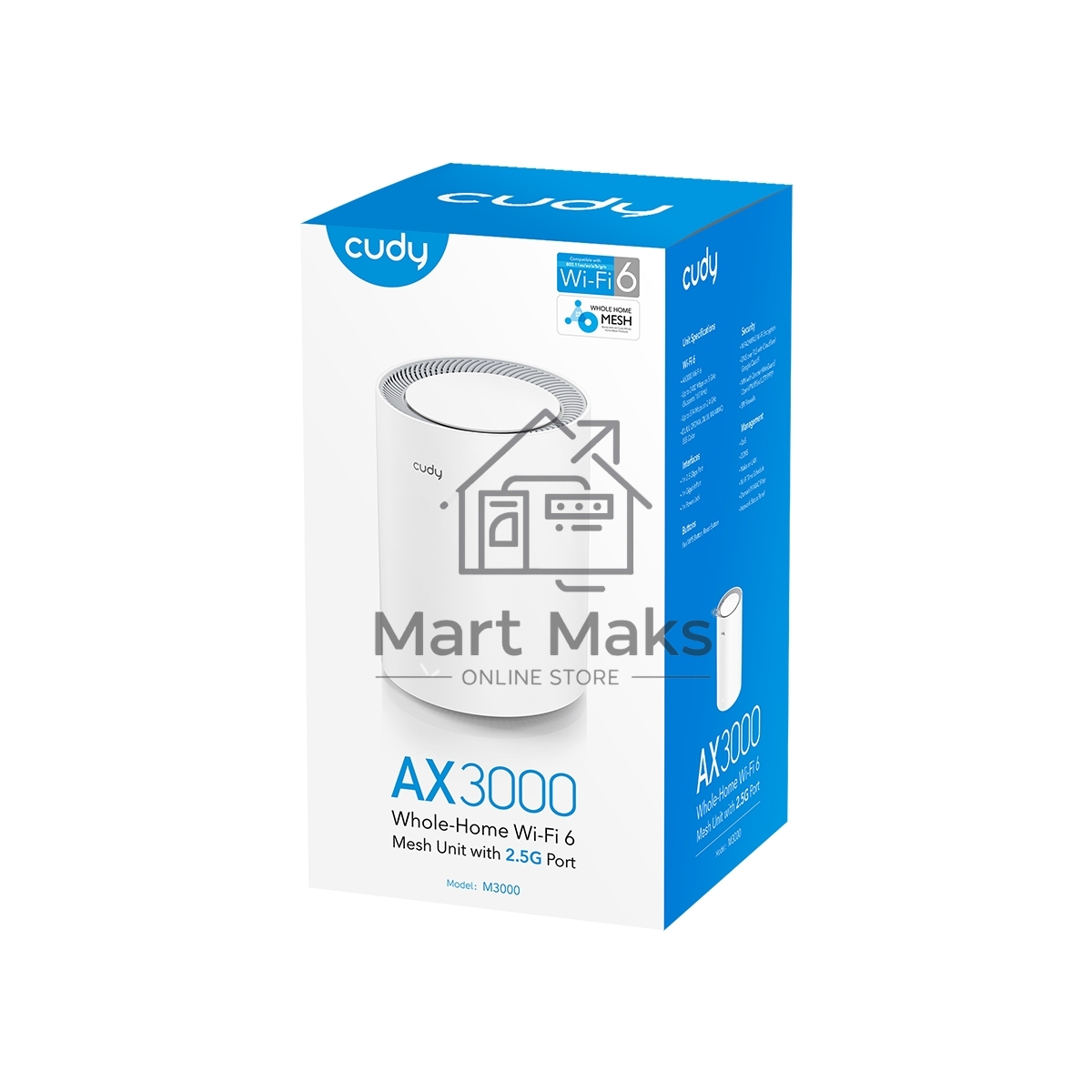 Бесшовный Mesh роутер Cudy M1800 (M1800 1-PACK) AX1800 10/100/1000BASE-TX/Wi-Fi белый