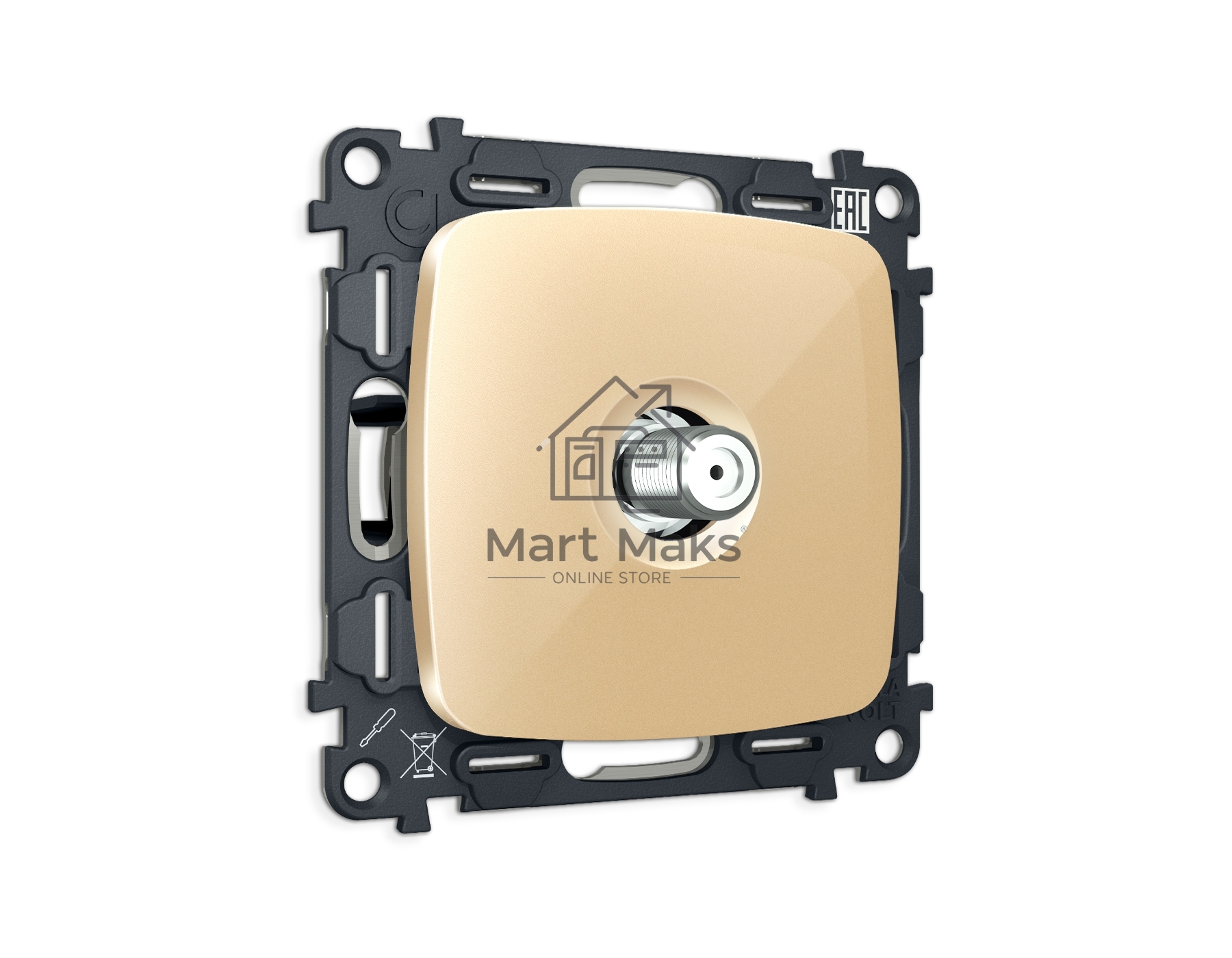 Комплект механизма TV розетки SAT 5-2400MHz 3.5dB OMEGA Шампань QUANT (OP6130, VM215) MO613050