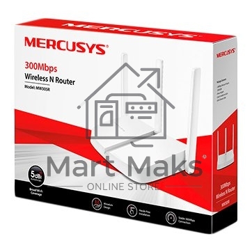 Маршрутизатор Mercusys MW305R Wi-Fi роутер 300 Мбит/с 2,4 ГГц, 1 порт WAN 10/100 Мбит/с + 4 порта LAN 10/100 Мбит/с, 2 фиксированные антенны